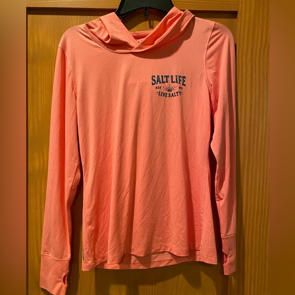 Salt Life Women’s Live Salty SLX Performance Salmon Hoodie Shirt NWT S - Picture 2 of 5